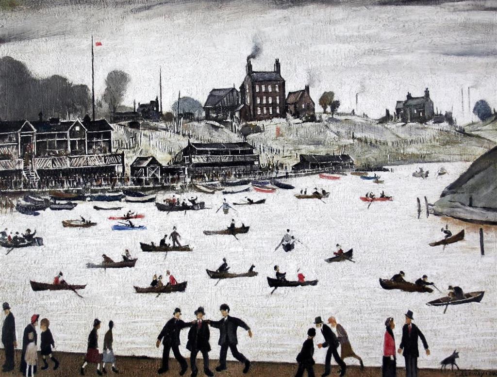 § Laurence Stephen Lowry (1887-1976) Crime Lake 19 x 24in.